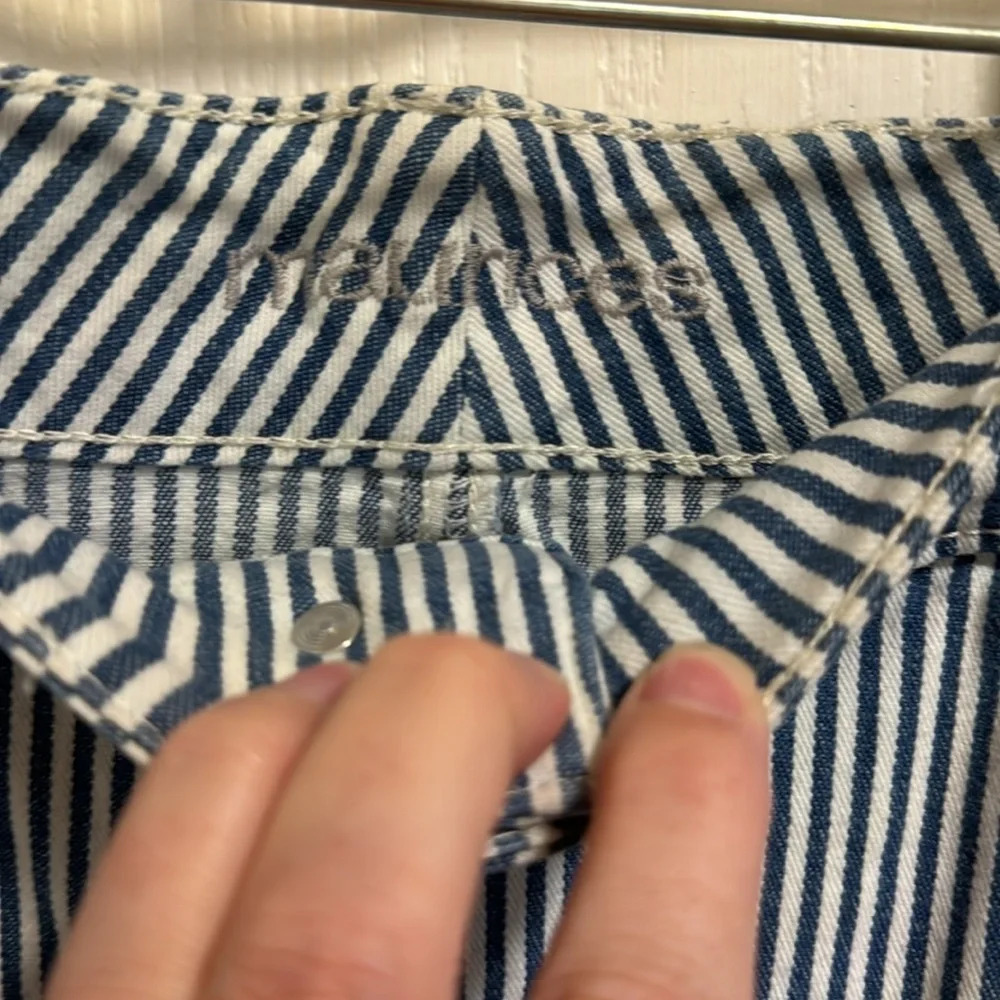 Maurice’s Pin Stripe Blue Mini Skirt Women’s Size 16 Spring Summer‎ Festival - Picture 6 of 7